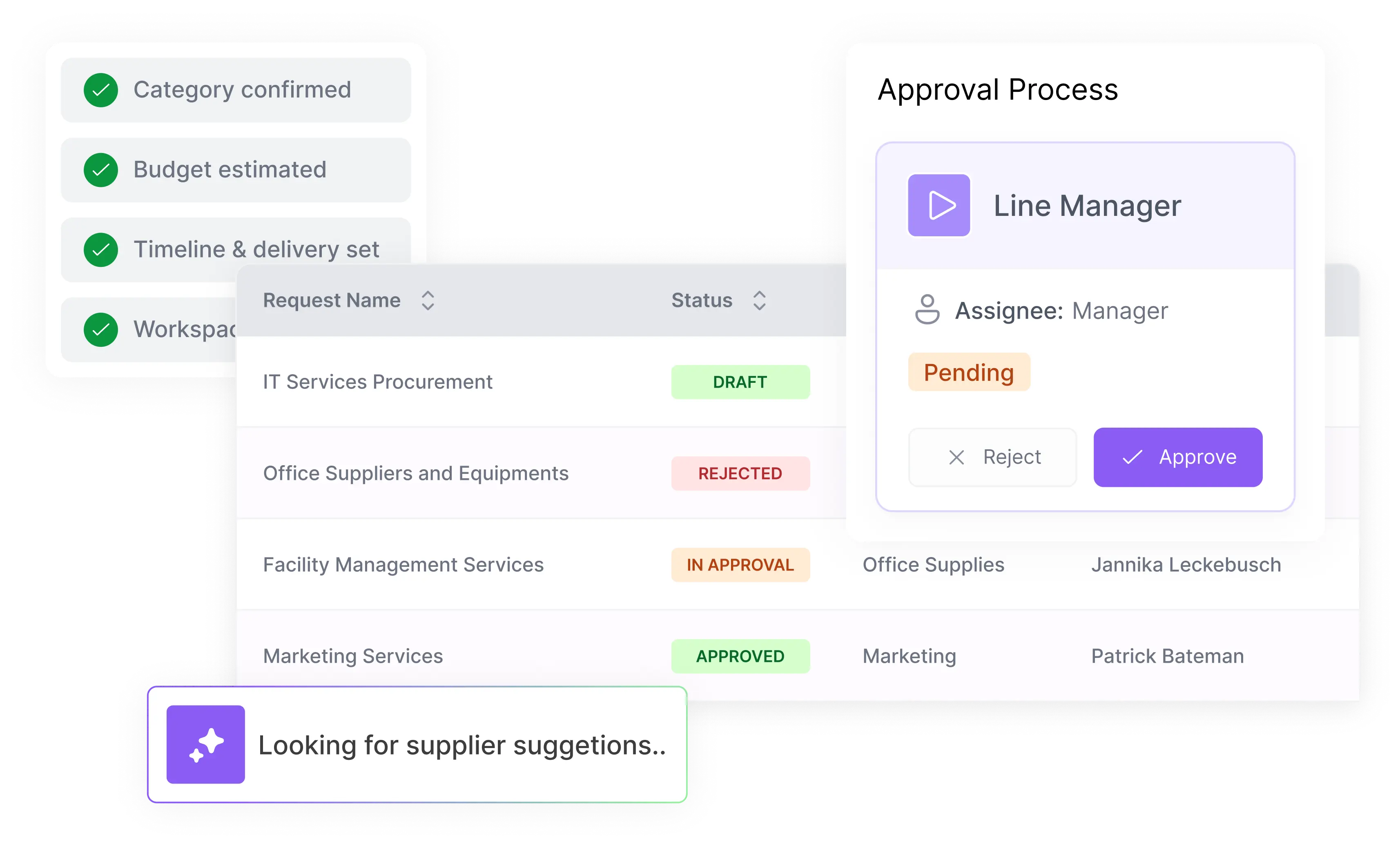AI-powered sourcing funnel and supplier response evaluation interface on Mercanis.