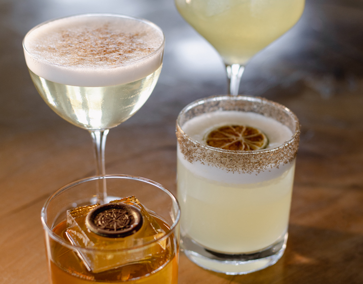 Various cocktails in glasses