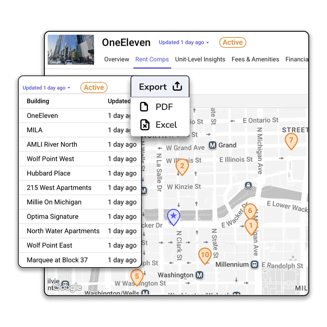 Apartment rent comps map view