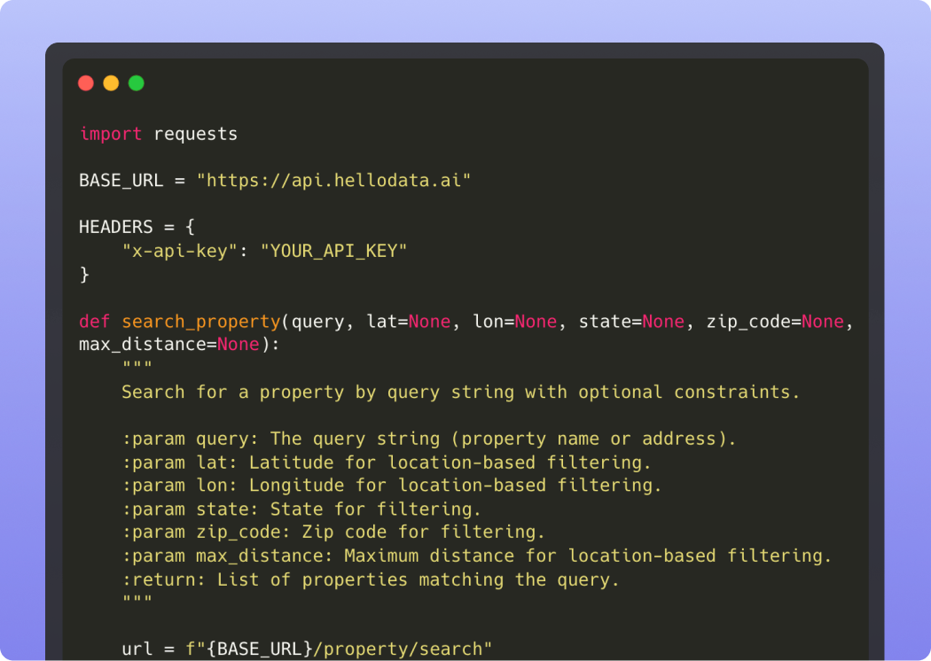 Multifamily property data API code