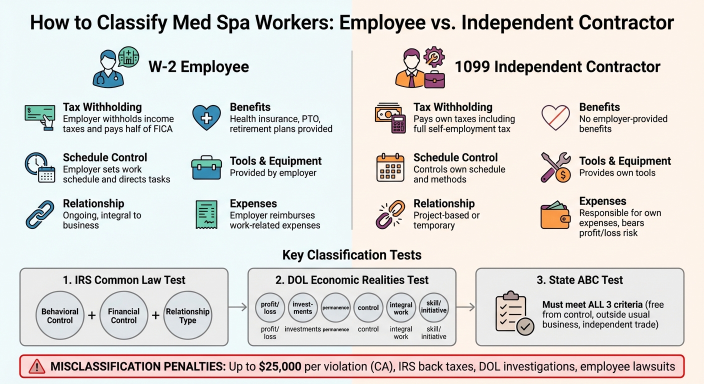 Employee vs Independent Contractor Classification Guide for Med Spas