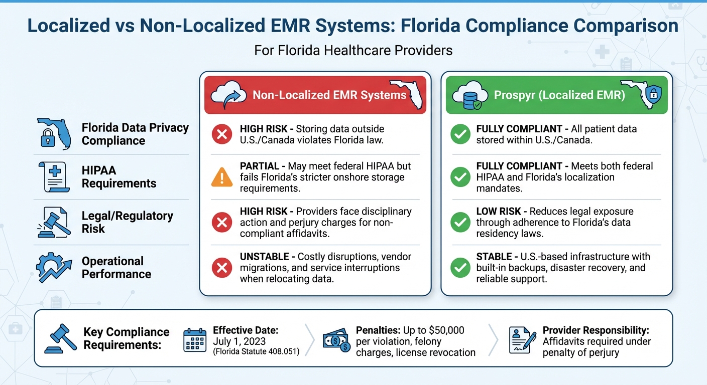Localized vs Non-Localized EMR Systems Compliance Comparison for Florida Healthcare Providers