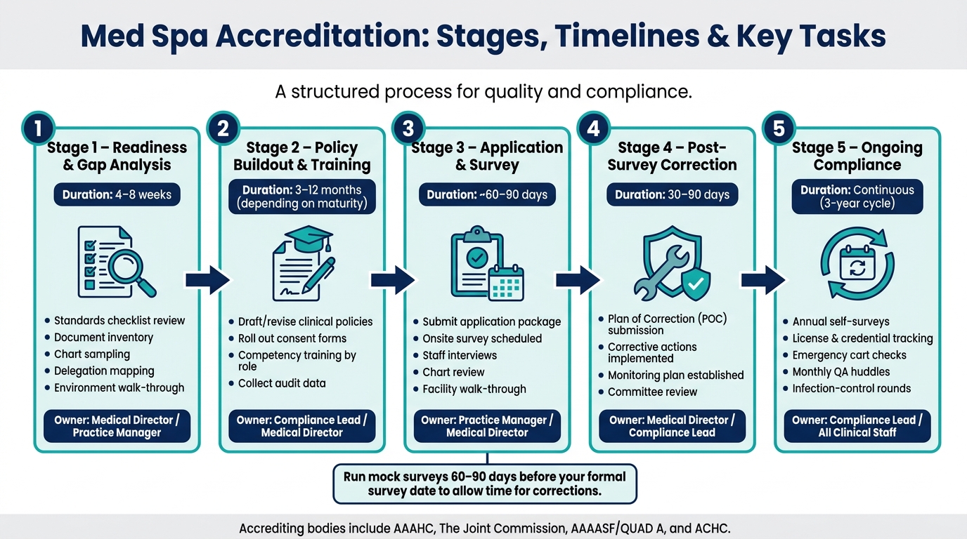 Med Spa Accreditation Process: Stages, Timelines & Key Tasks