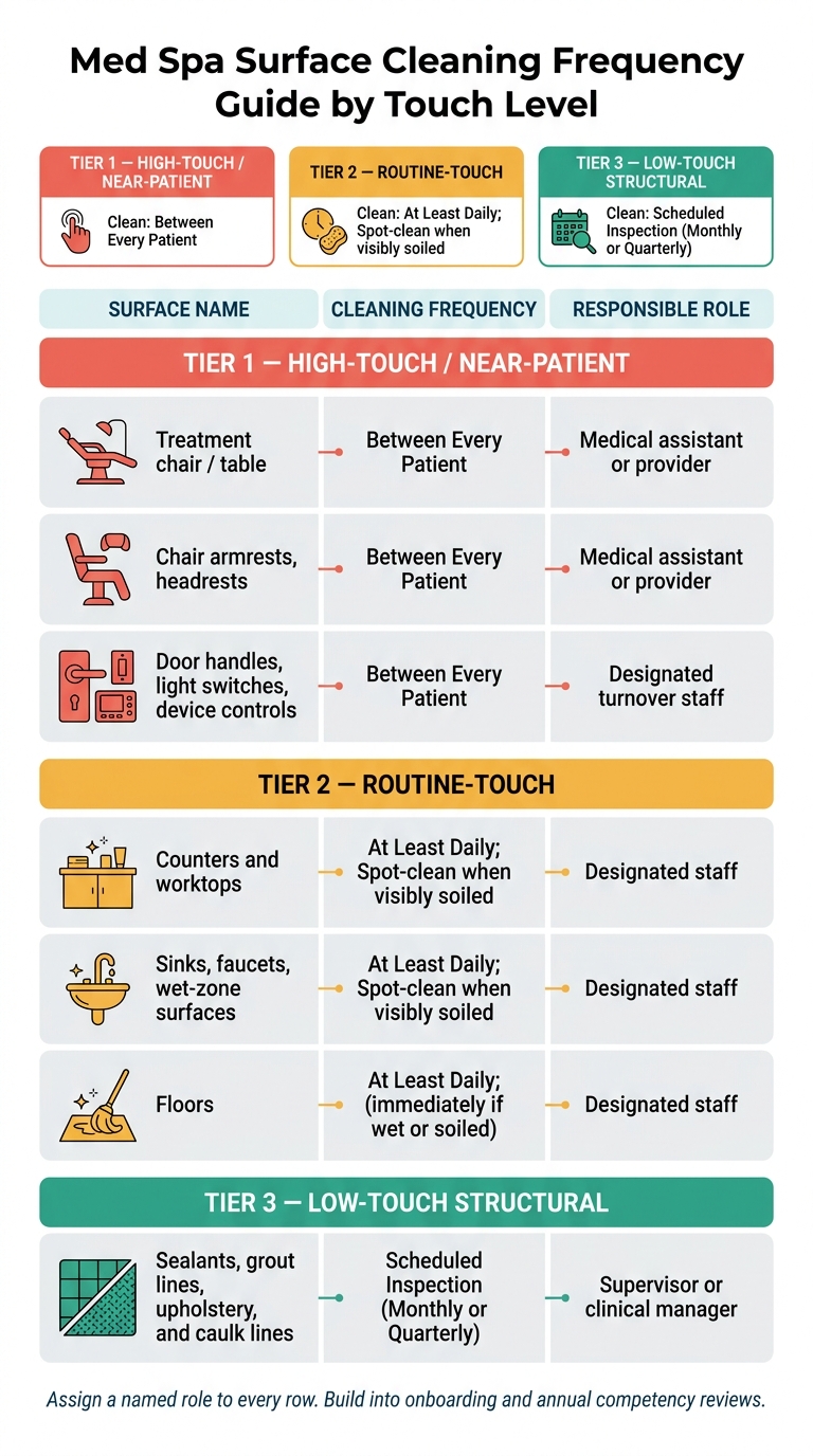 Med Spa Surface Cleaning Frequency Guide by Touch Level