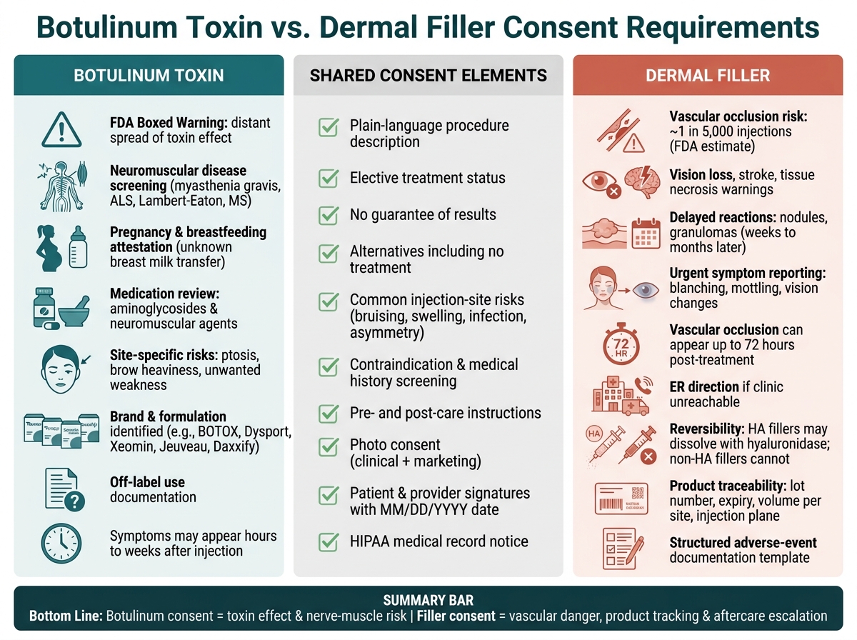 Botulinum Toxin vs Dermal Filler Consent Requirements: Key Differences