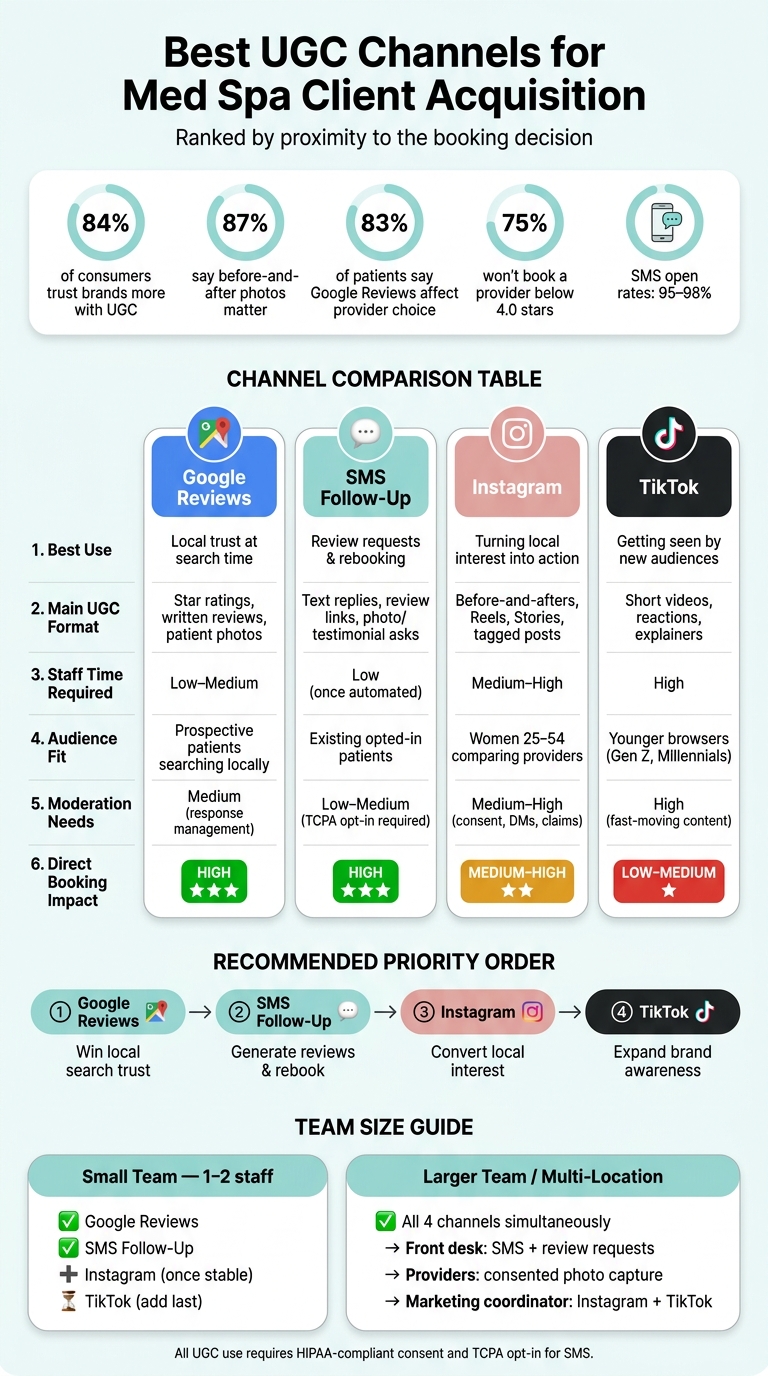 Best UGC Channels for Med Spa Bookings: Side-by-Side Comparison