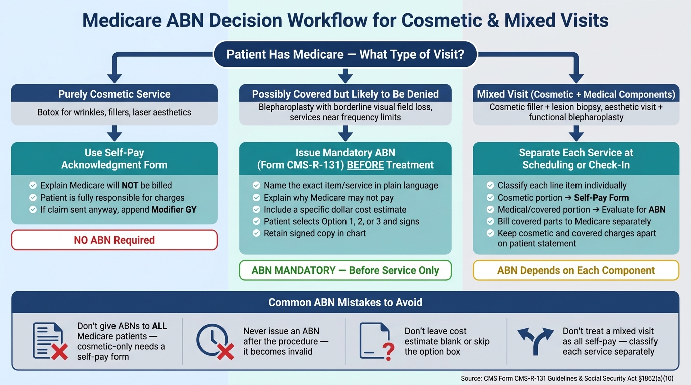 Medicare ABN Decision Workflow for Cosmetic & Mixed Visits