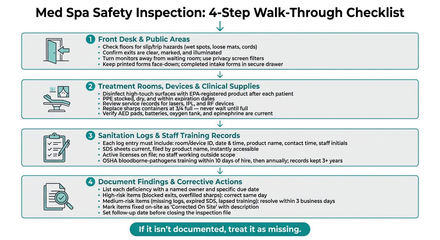 Med Spa Safety Inspection Checklist: 4-Step Walk-Through