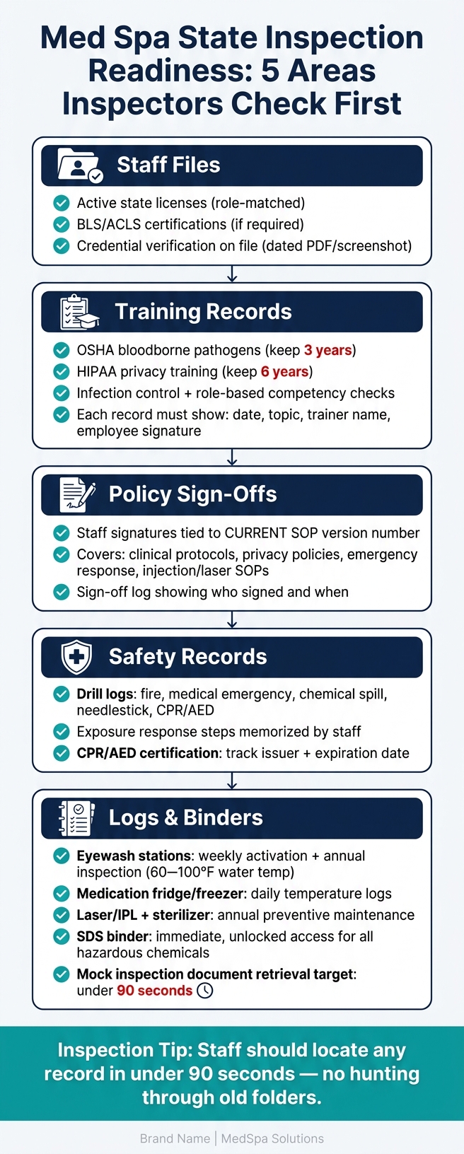 Med Spa State Inspection Checklist: 5 Key Areas Inspectors Check