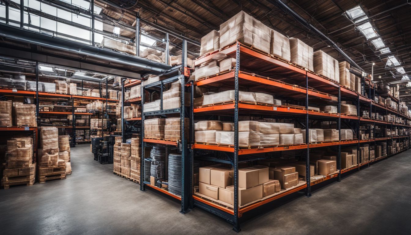 A diverse and organized warehouse with a wide range of products.