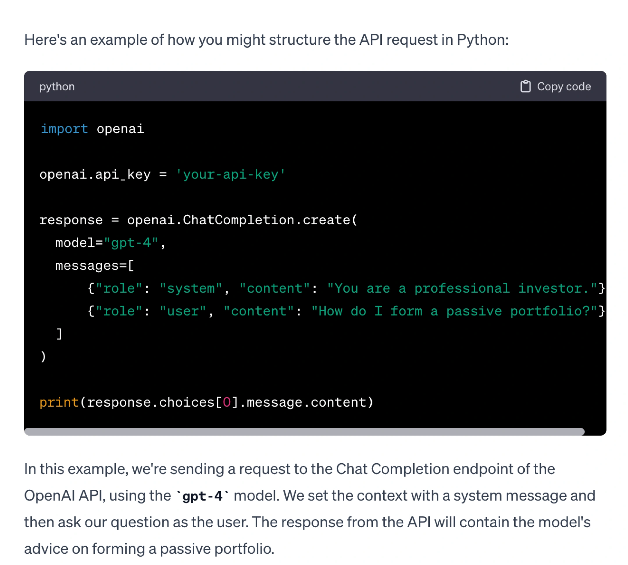 Using LLMs to Create API Calls