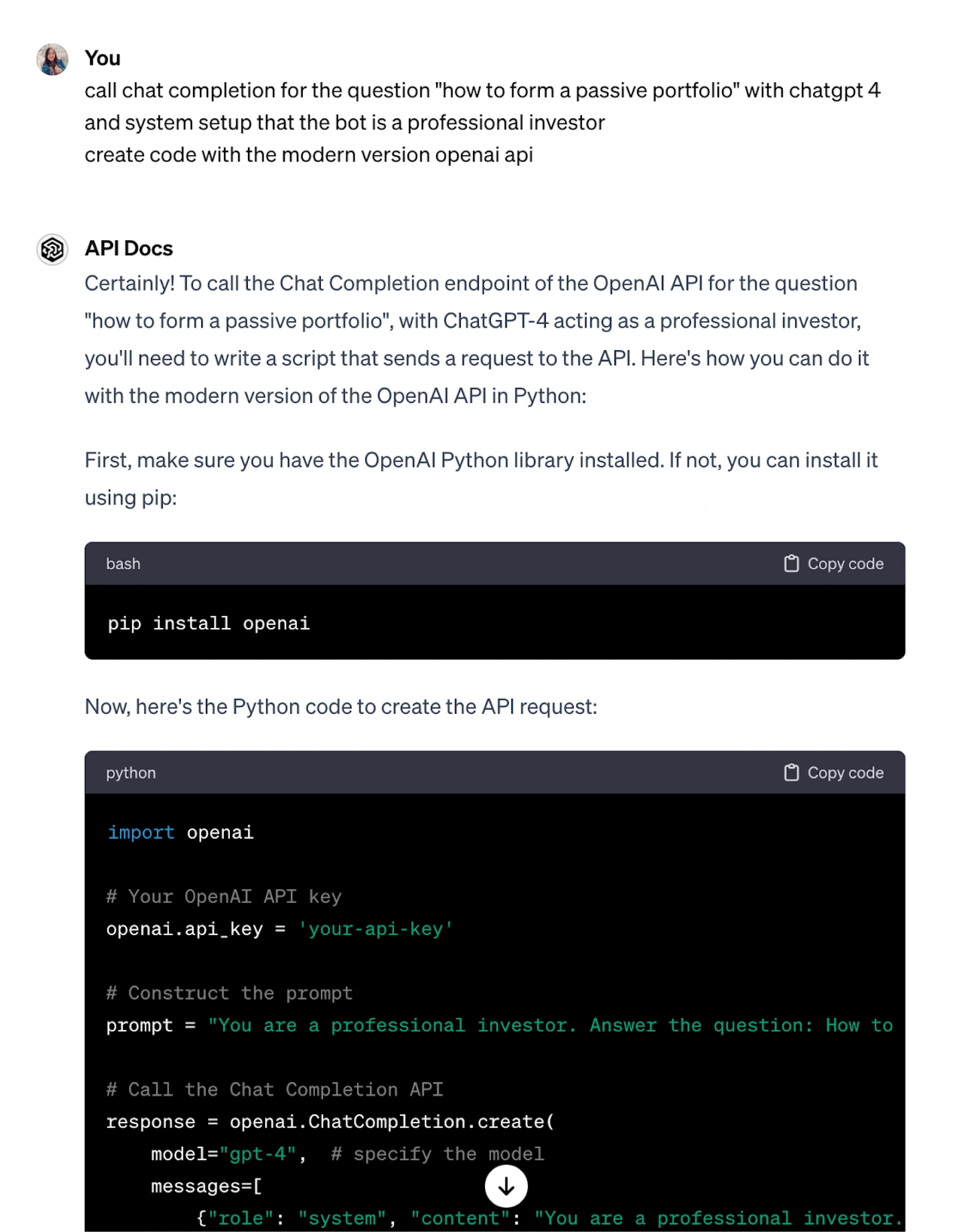 Using LLMs to Create API Calls