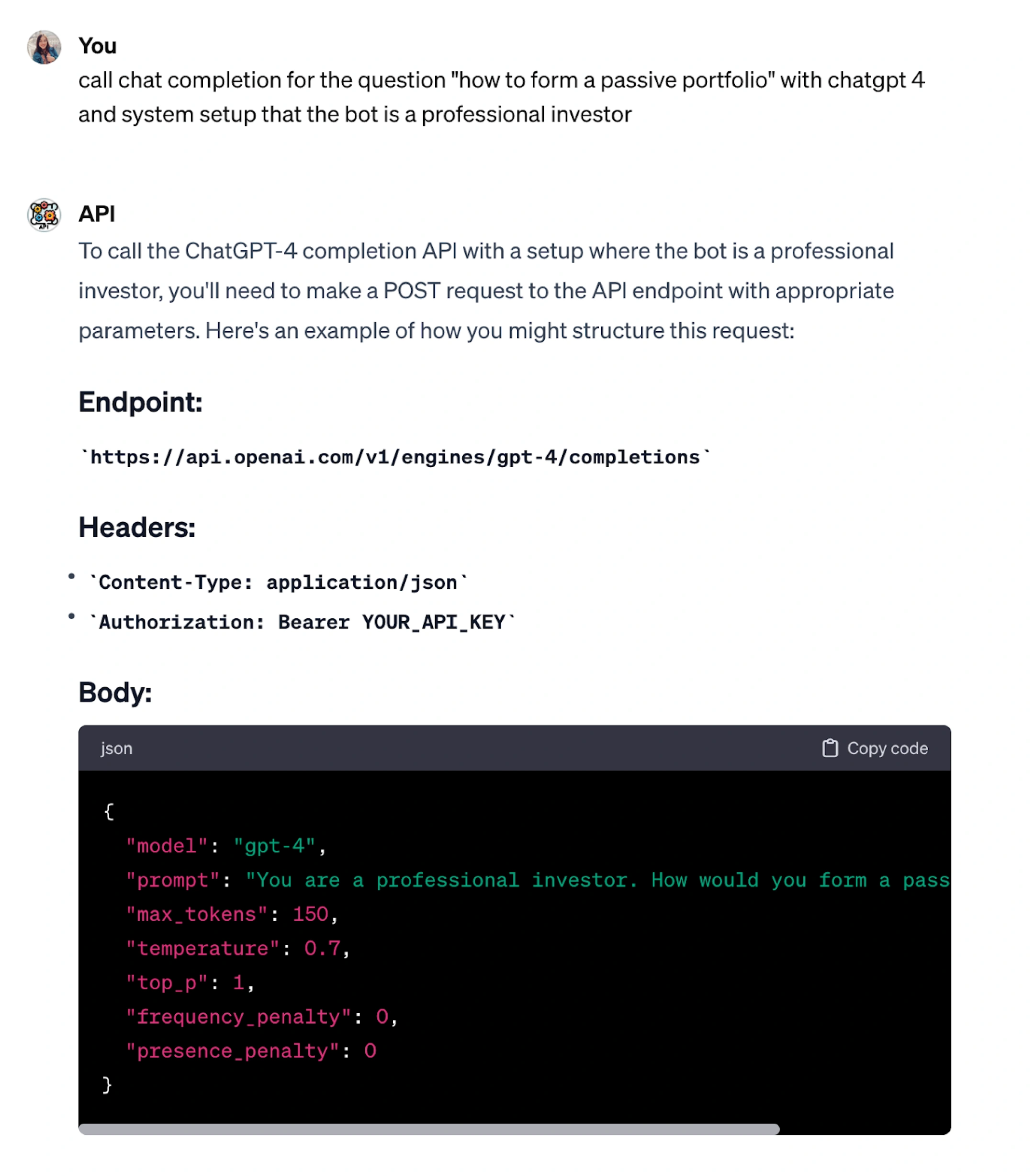 Using LLMs to Create API Calls
