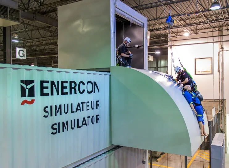ENERCON Trainingscenter Le Meux mit 800 m² Trainingsfläche, behördlicher Akkreditierung, EP2 Gondel und Zentren in Narbonne und Loudéac
