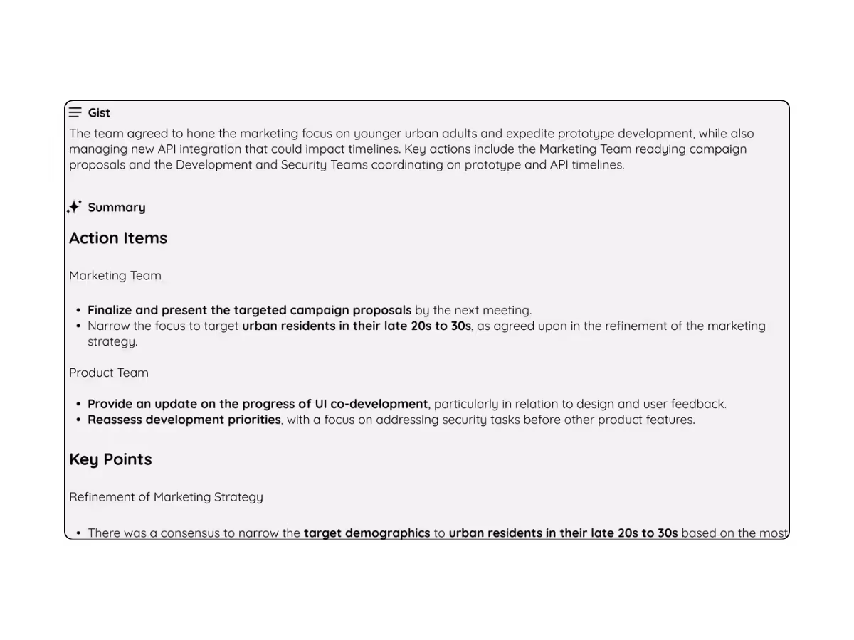 Get access to the AI meeting notes after ending your meeting