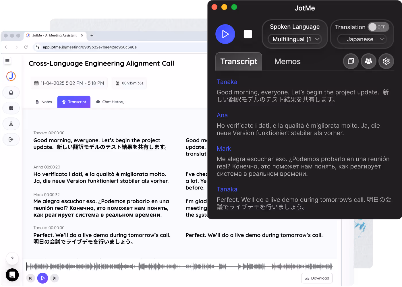 Transcripción multilingüe