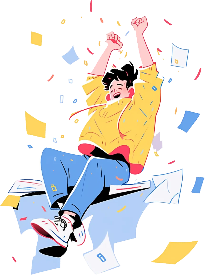 a celebration man jumping in the air