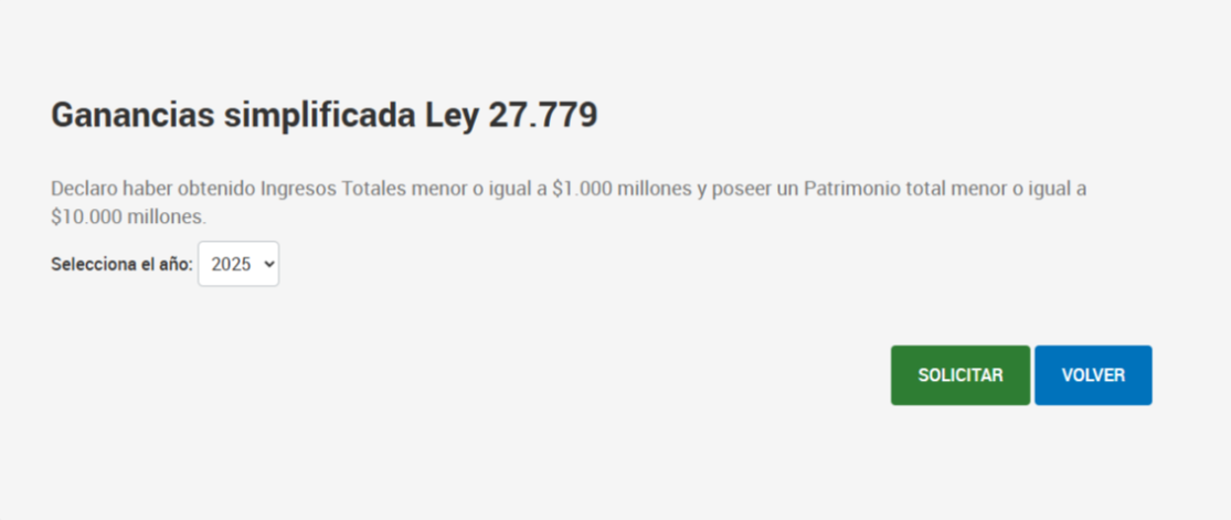 Solicitar adhesión a Ganancias Simplificada