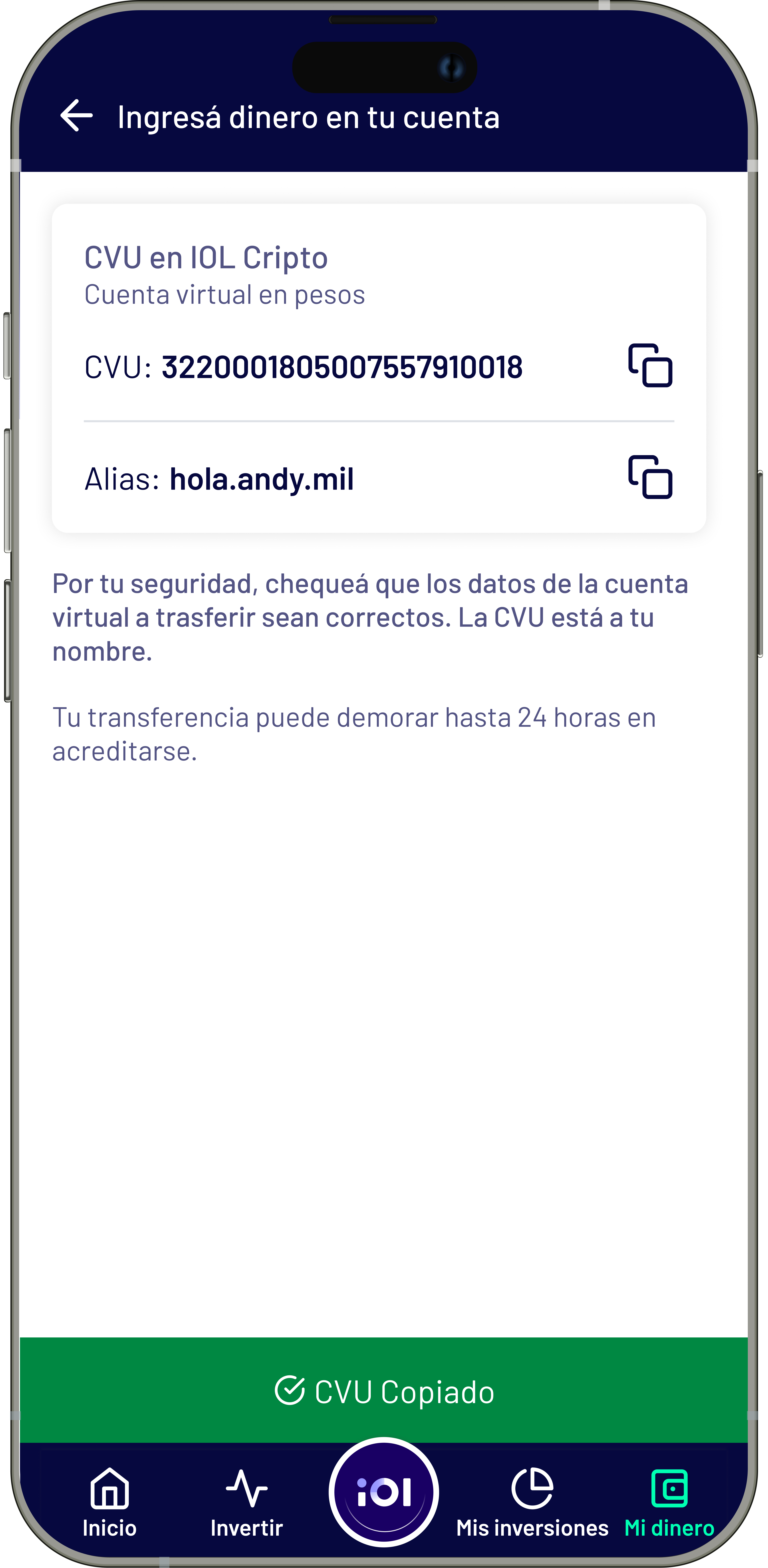 Paso 2: compartilo con quien te va a transferir