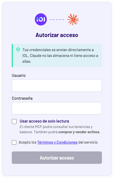Autorizar Claude con el MCP de IOL