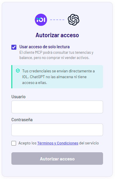 Autorizar ChatGPT con el MCP de IOL