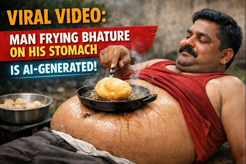 Viral Video Showing Man Frying Bhature on His Stomach Is AI-Generated