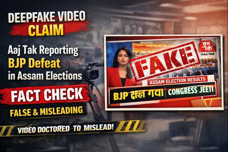 #FactCheck - Deepfake Video Falsely Shows Aaj Tak Reporting BJP Defeat in Assam Elections