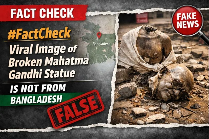 #FactCheck - Viral Image of Broken Mahatma Gandhi Statue Is Not from Bangladesh