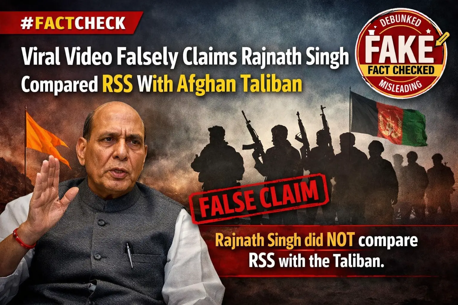#FactCheck - Viral Video Falsely Claims Rajnath Singh Compared RSS With Afghan Taliban