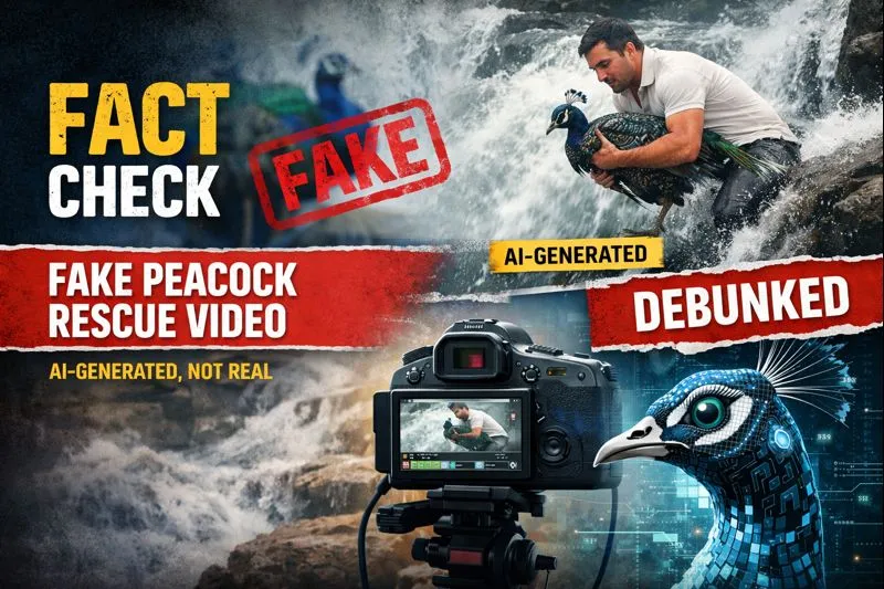 #FactCheck - AI-Generated Video of Peacock ‘Rescue’ Falsely Shared as Real