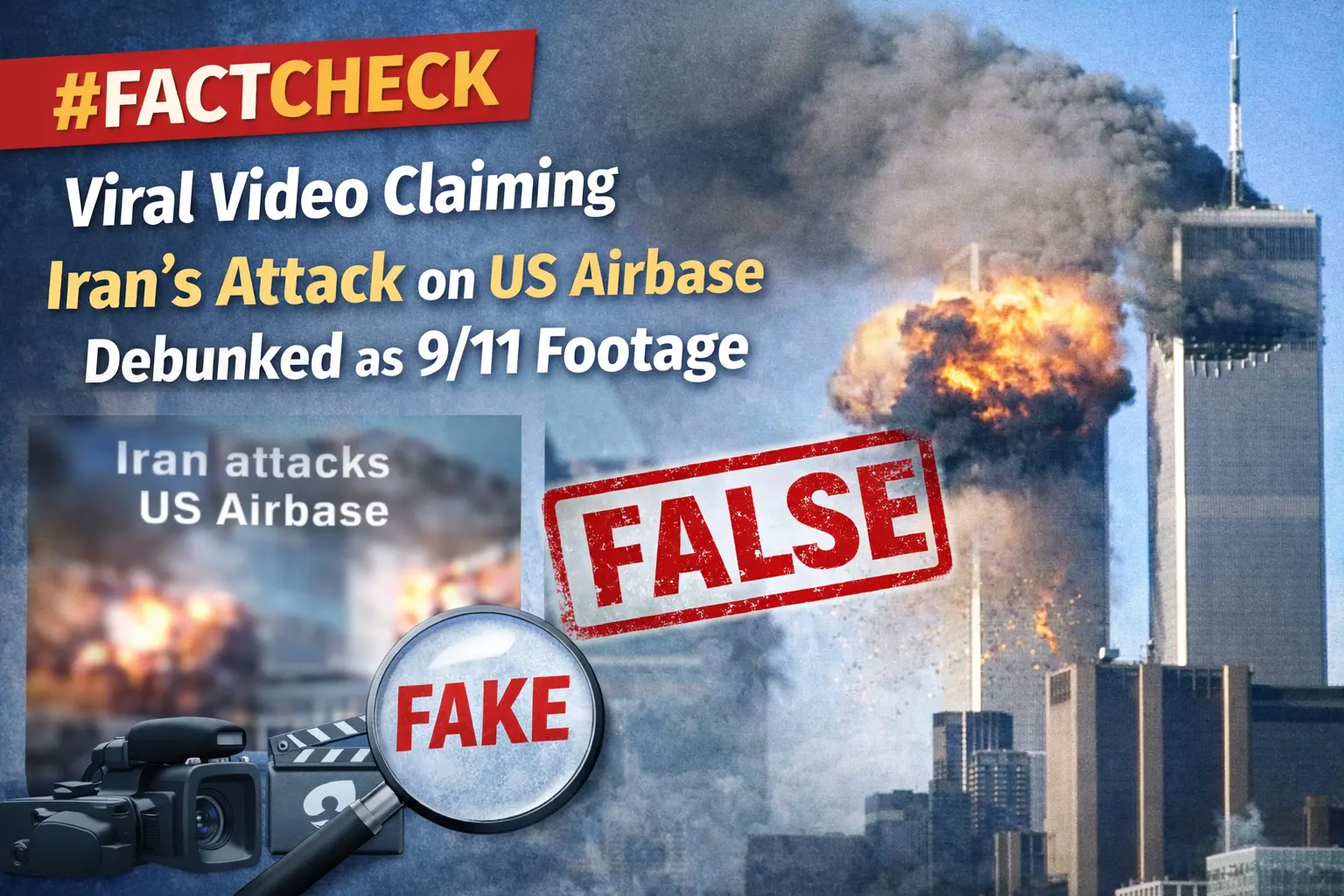#FactCheck - Viral Video Claiming Iran’s Attack on US Airbase Debunked as 9/11 Footage