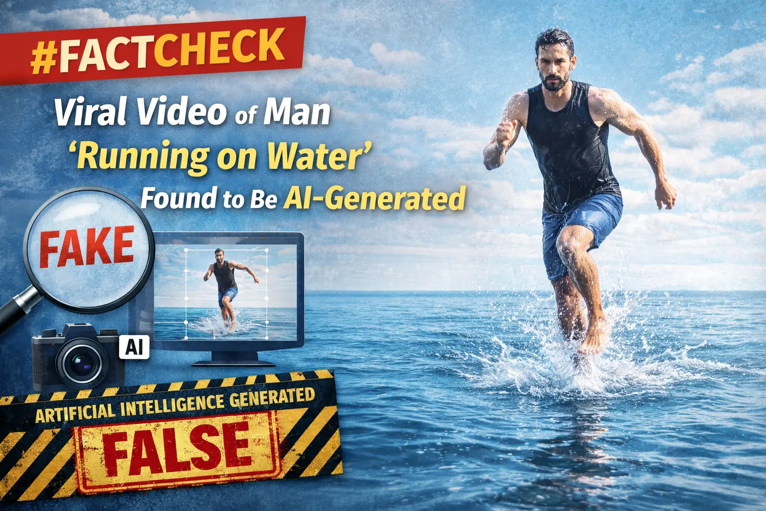 #FactCheck - Viral Video of Man ‘Running on Water’ Found to Be AI-Generated