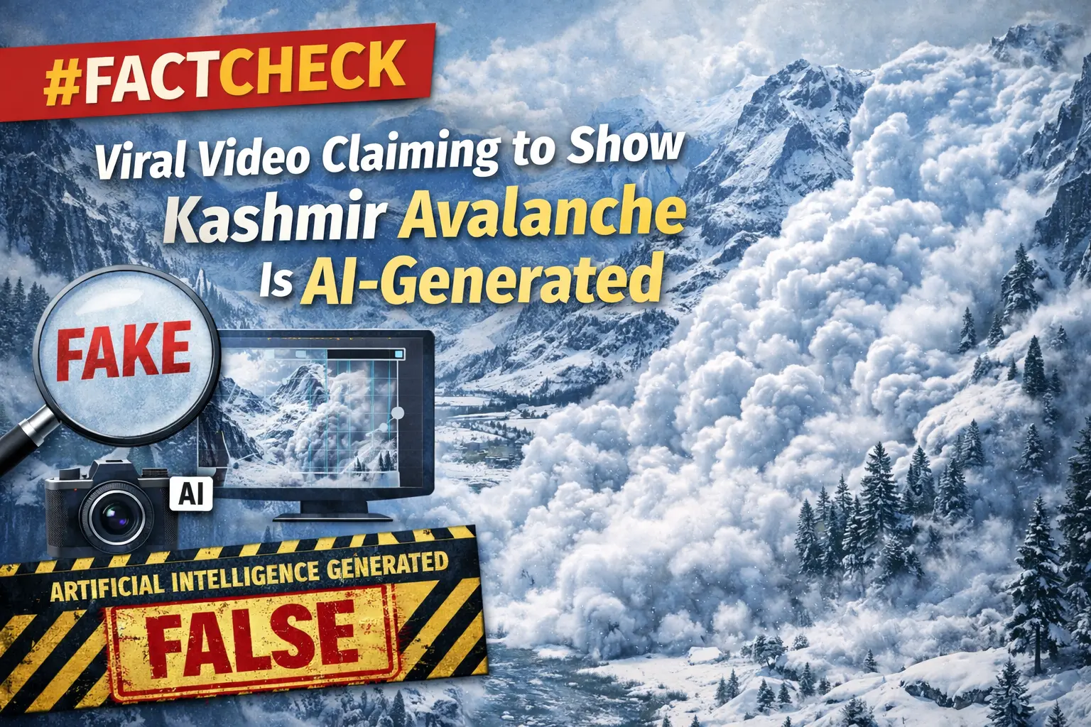 #FactCheck - Viral Video Claiming to Show Kashmir Avalanche Is AI-Generated