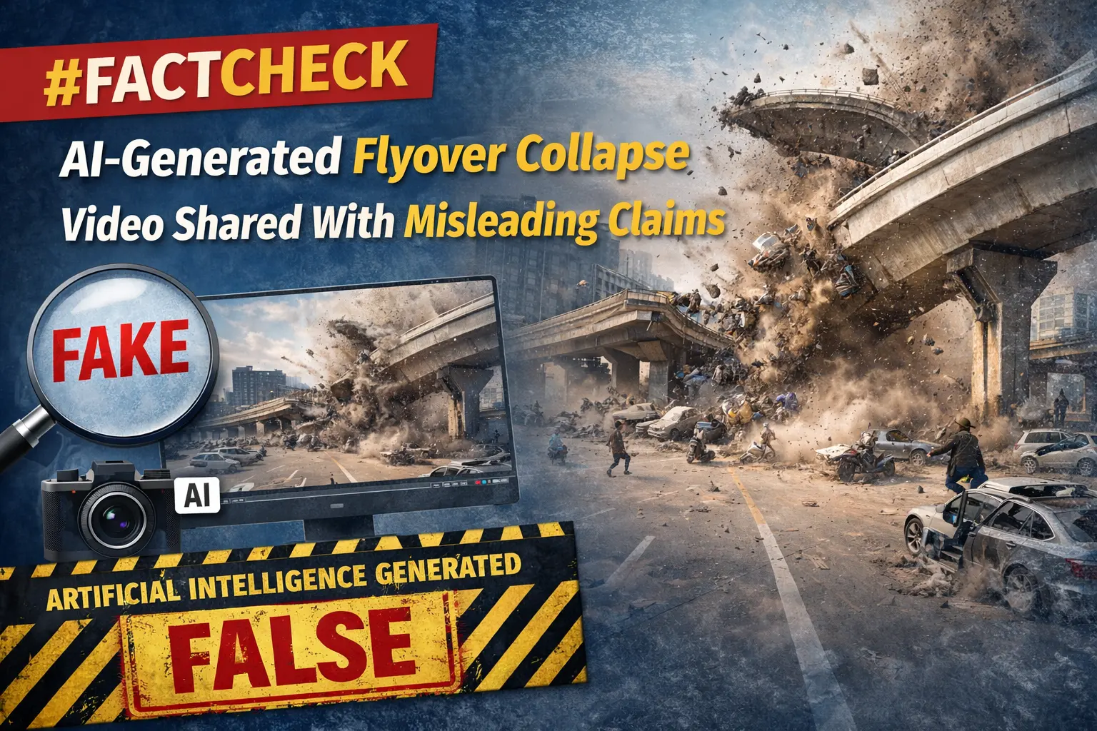 #FactCheck - AI-Generated Flyover Collapse Video Shared With Misleading Claims