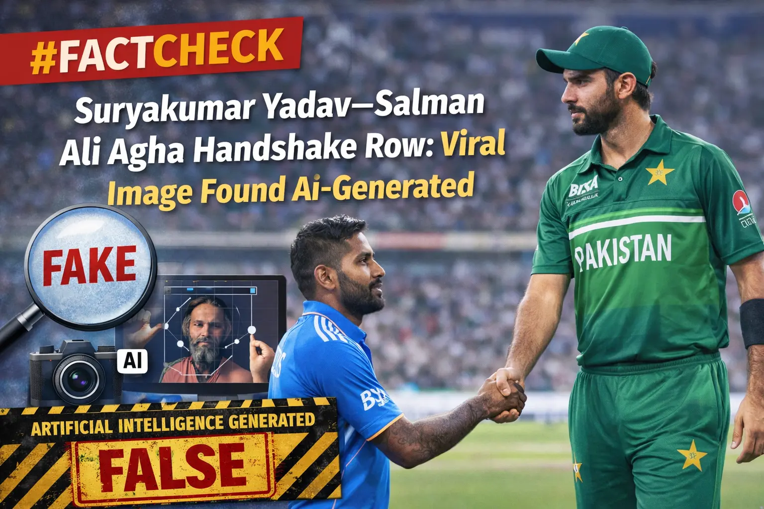 #FactCheck - Suryakumar Yadav–Salman Ali Agha Handshake Row: Viral Image Found AI-Generated