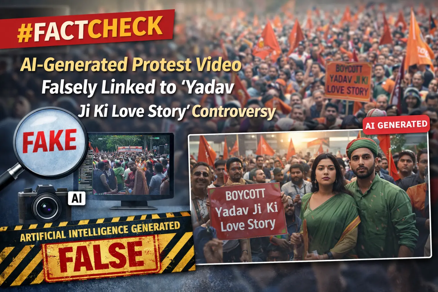 #FactCheck -AI-Generated Protest Video Falsely Linked to ‘Yadav Ji Ki Love Story’ Controversy