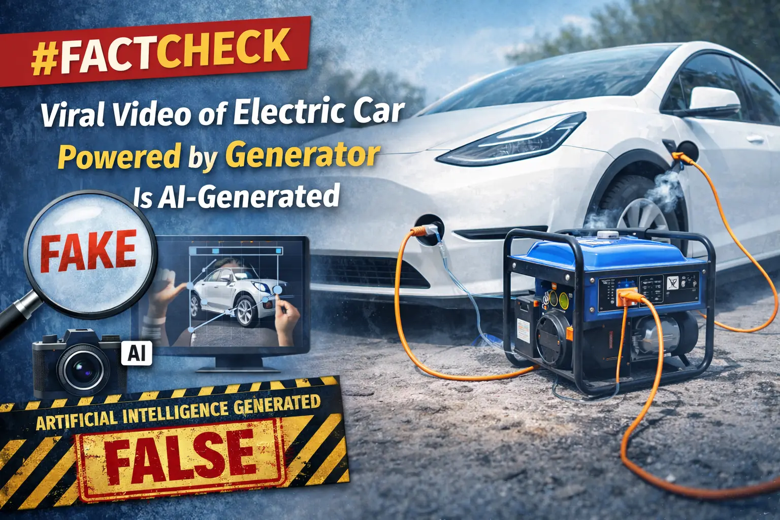 #FactCheck -Viral Video of Electric Car Powered by Generator Is AI-Generated