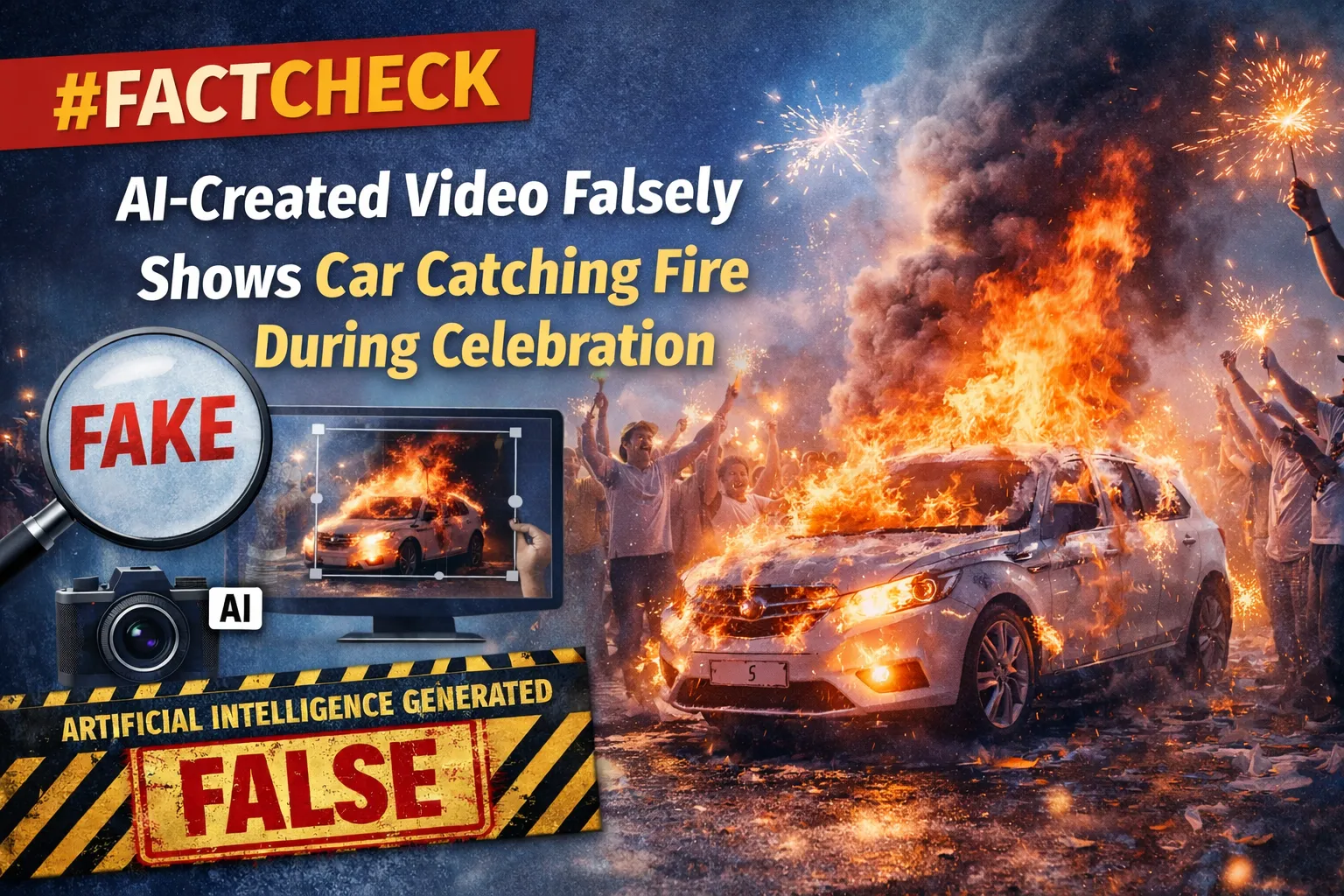 #FactCheck:AI-Created Video Falsely Shows Car Catching Fire During Celebration