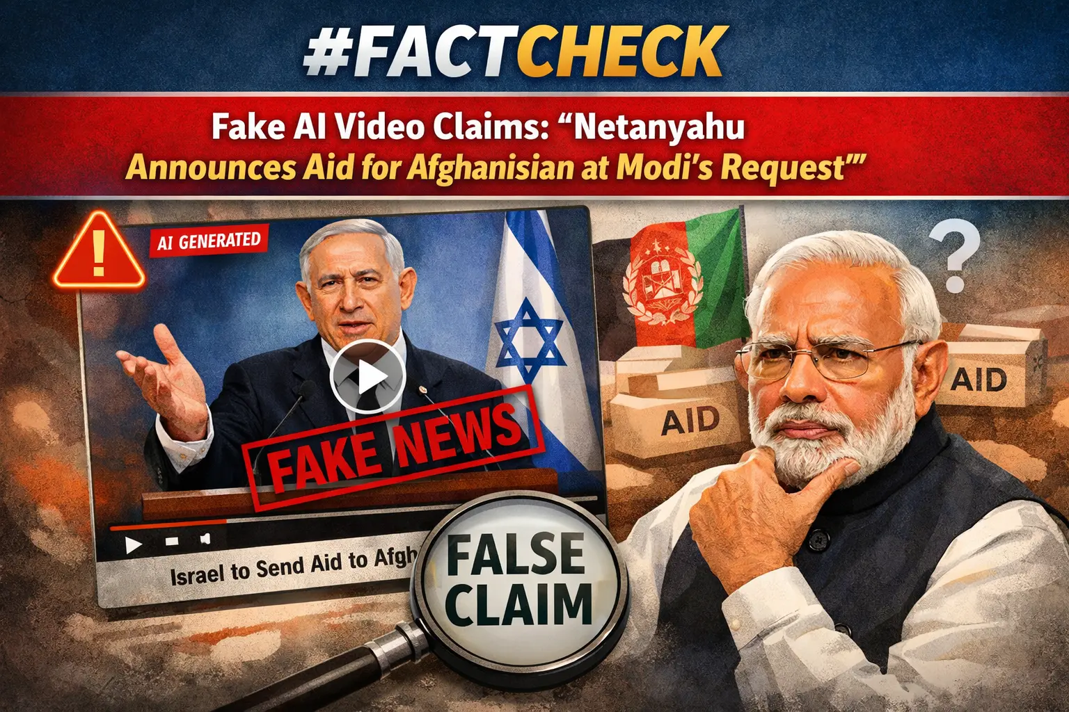 #FactCheck - AI-Generated Video Falsely Claims Israeli PM Netanyahu Announced Aid for Afghanistan at PM Modi’s Request