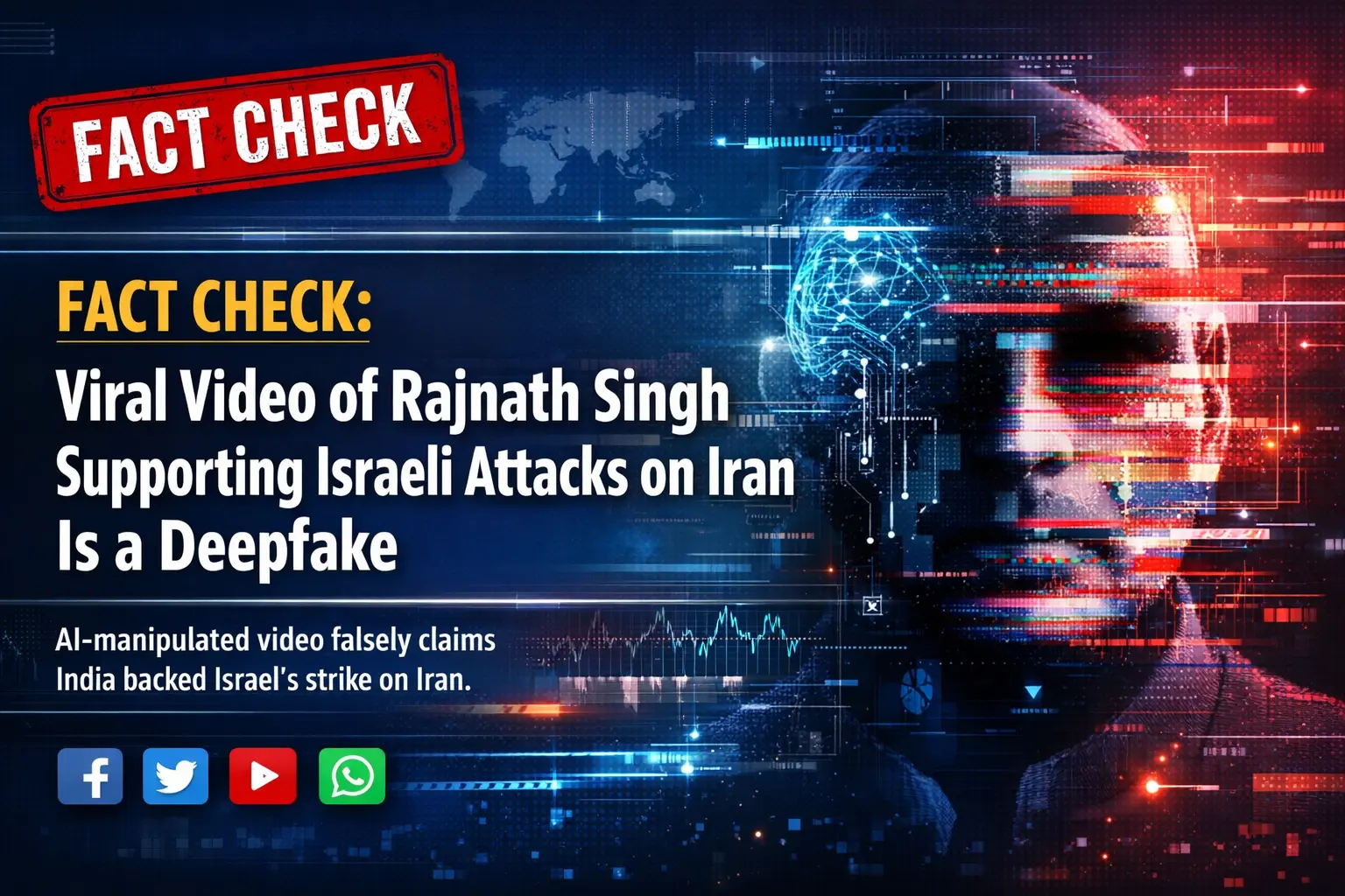 #FactCheck - Viral video of Defence Minister Rajnath Singh supporting Israeli attacks on Iran is a deepfake