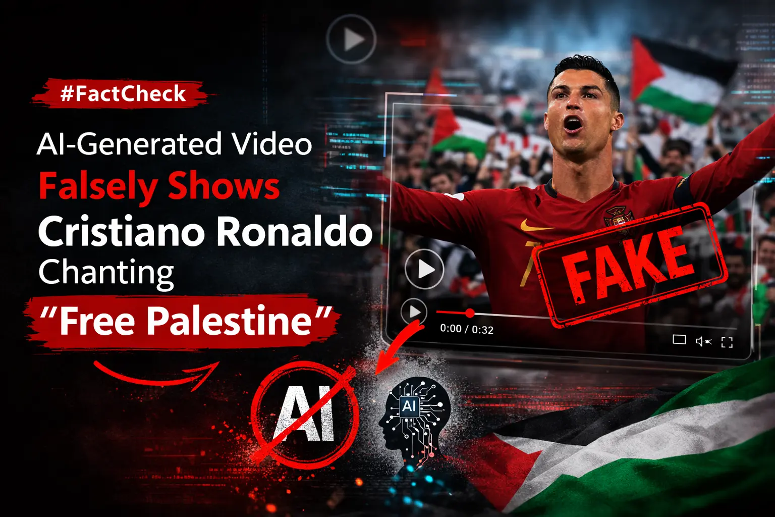 #FactCheck -AI-Generated Video Falsely Shows Cristiano Ronaldo Chanting “Free Palestine