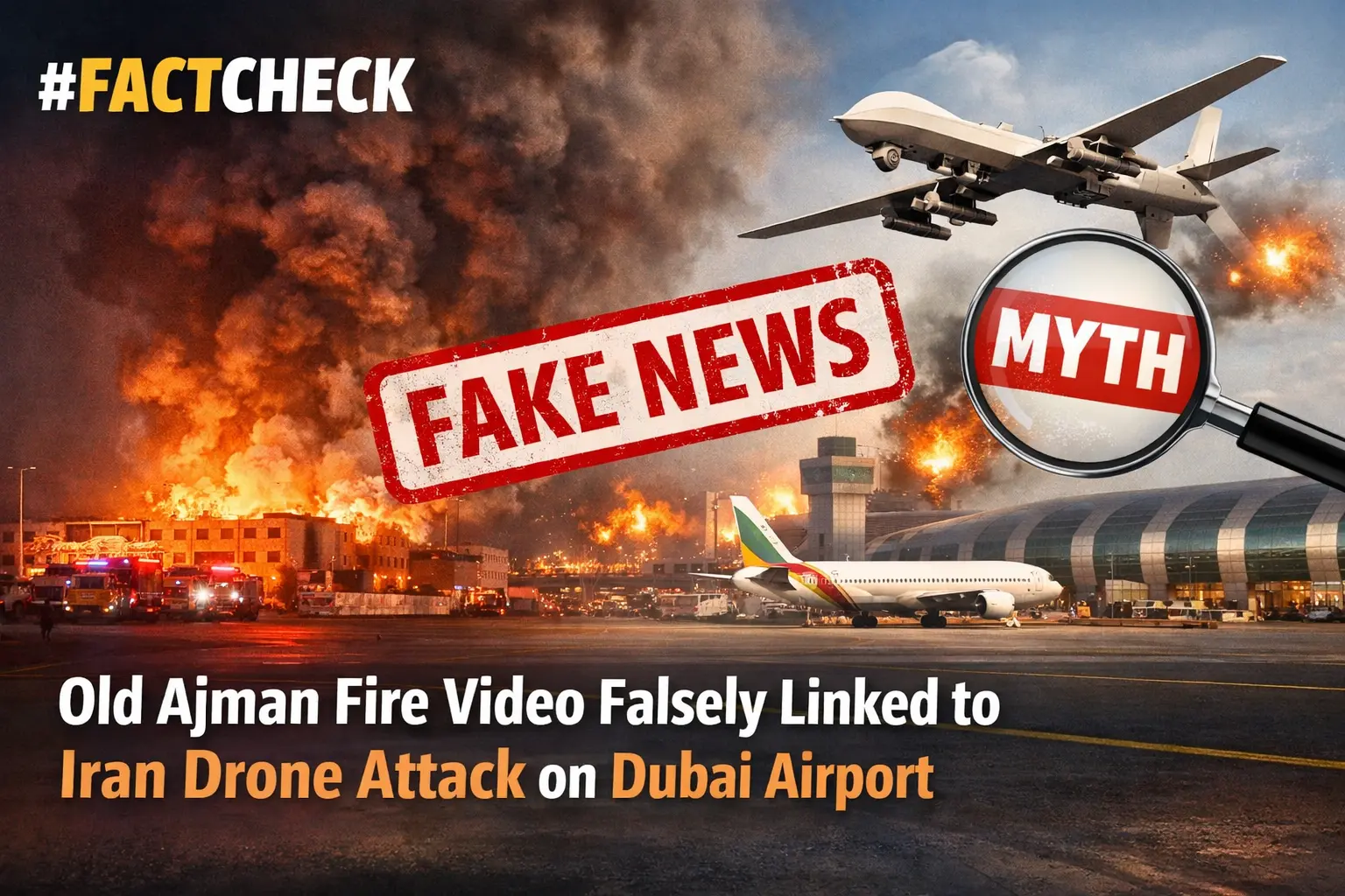 #FactCheck - Old Ajman Fire Video Falsely Linked to Iran Drone Attack on Dubai Airport