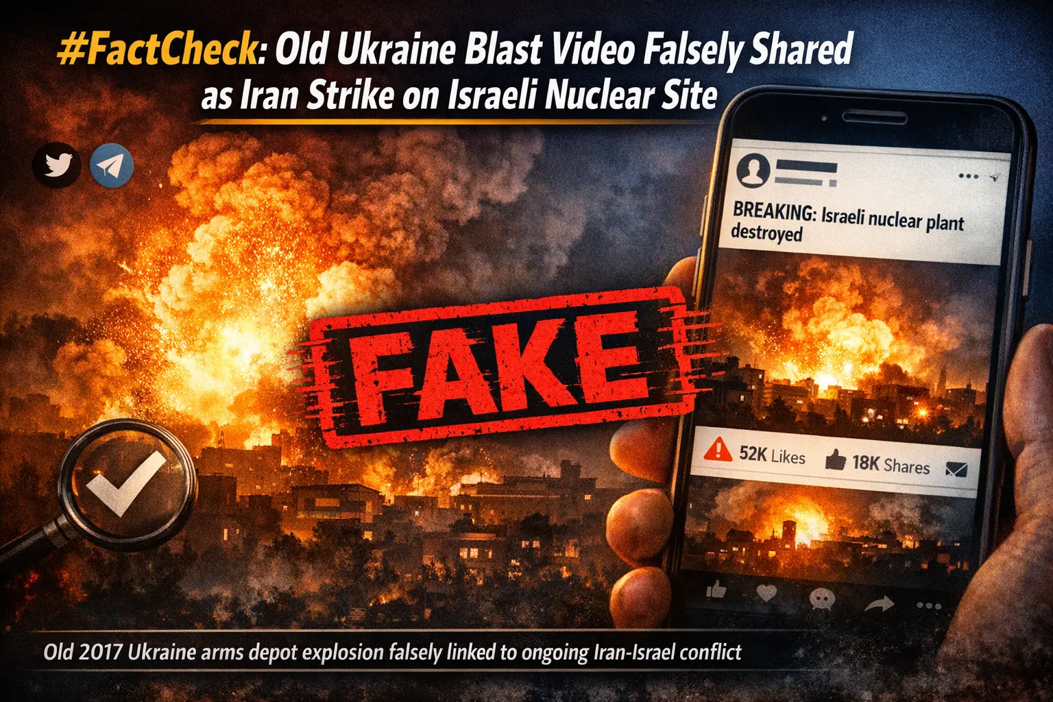#FactCheck: Old Ukraine Blast Video Falsely Shared as Iran Strike on Israeli Nuclear Site