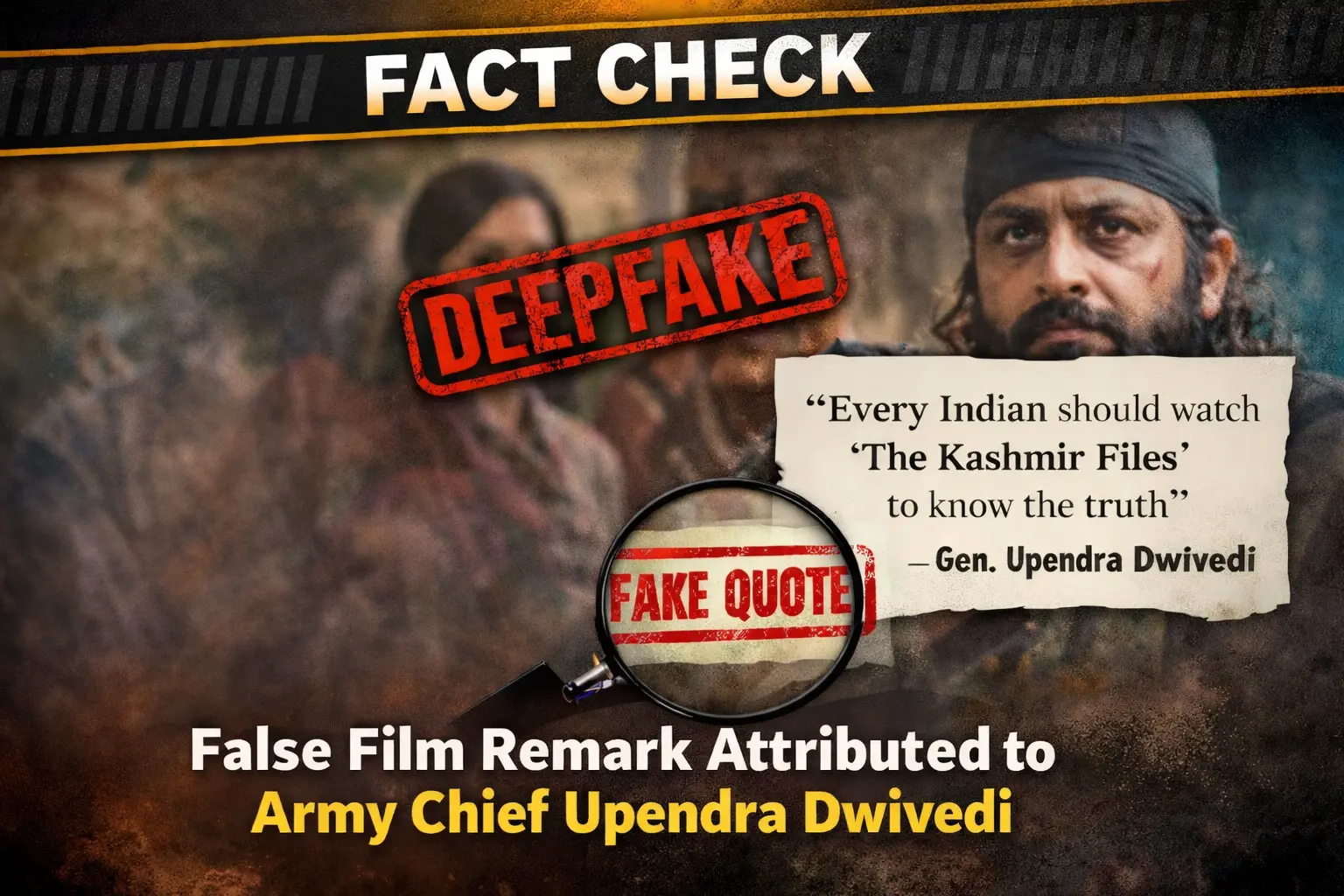 #FactCheck- AI-Generated Deepfake Falsely Attributes Film Remark to Army Chief Upendra Dwivedi
