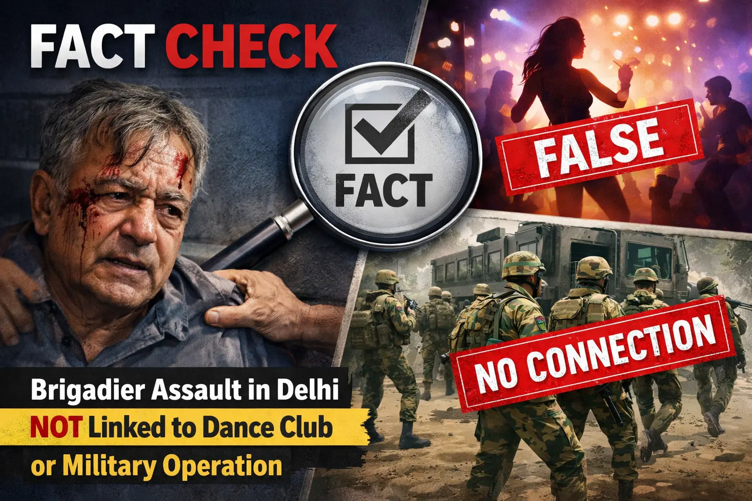 #FactCheck- Brigadier Assault in Delhi Not Linked to Dance Club or Military Operation