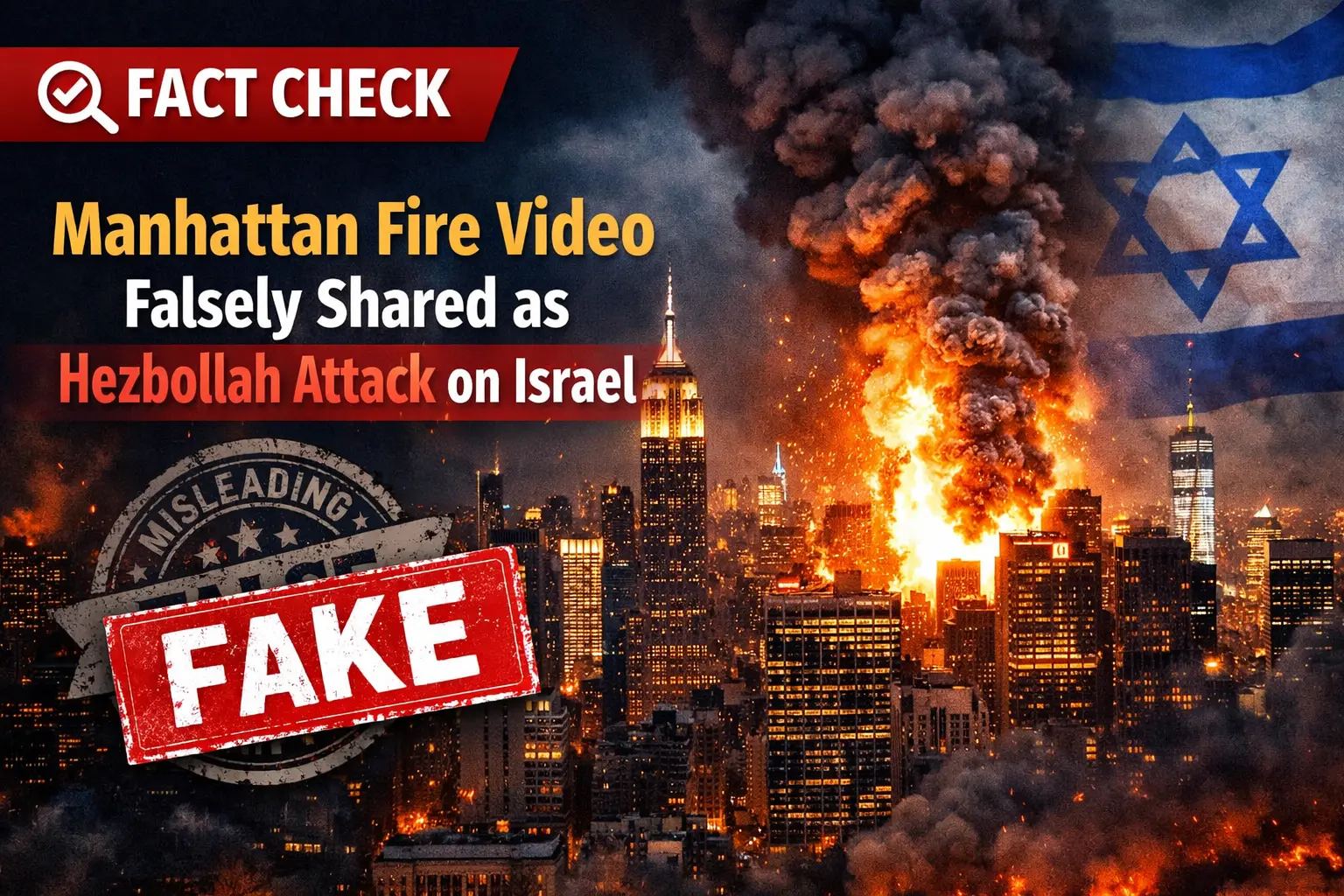 #FactCheck- Manhattan Fire Video Falsely Shared as Hezbollah Attack on Israel