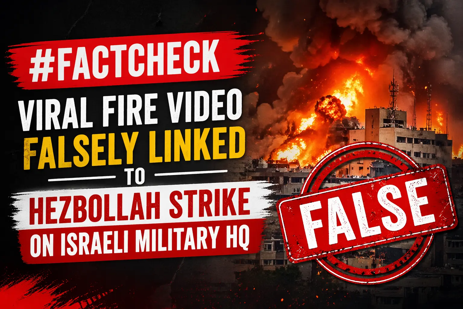 #FactCheck-Viral Fire Video Falsely Linked to Hezbollah Strike on Israeli Military HQ