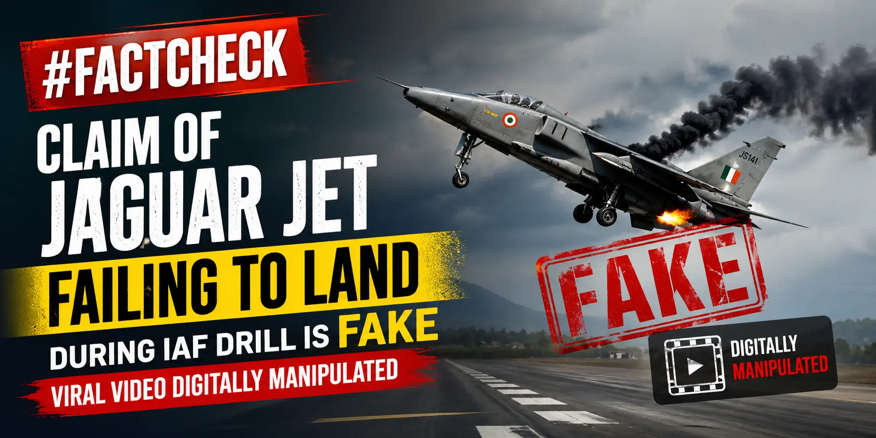 #FactCheck-Claim of Jaguar Jet Failing to Land During IAF Drill Is Fake; Viral Video Digitally Manipulated