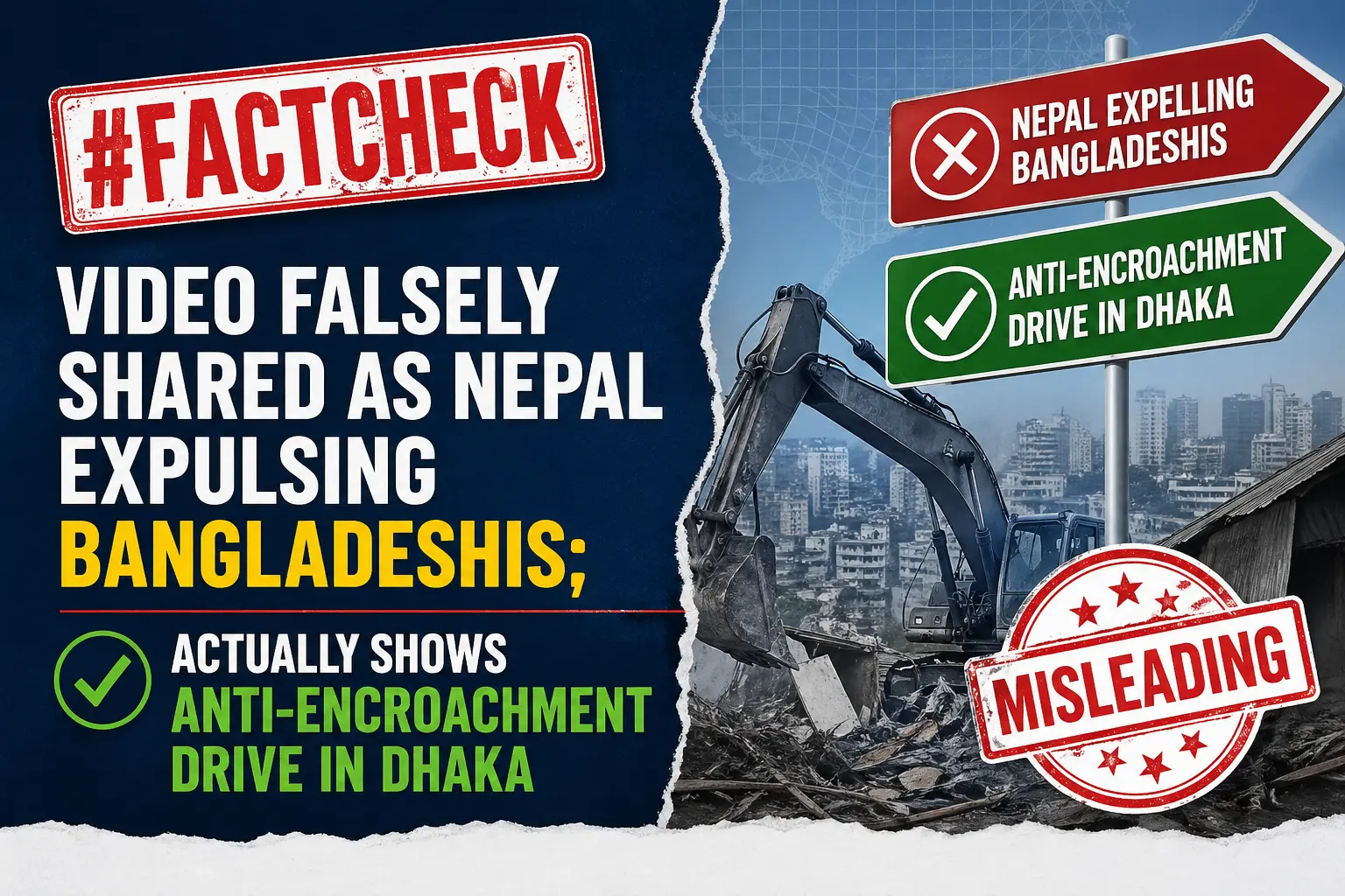 #FactCheck-Video Falsely Shared as Nepal Expelling Bangladeshis; Actually Shows Anti-Encroachment Drive in Dhaka