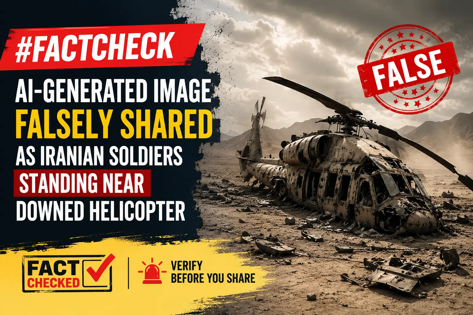 #FactCheck -AI-Generated Image Falsely Shared as Iranian Soldiers Standing Near Downed Helicopter
